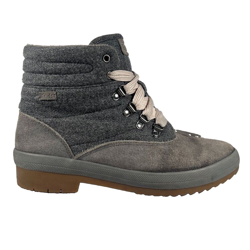 Keds Camp Ankle Boot Gray Water Resistant Wool Blend Women's Size 9